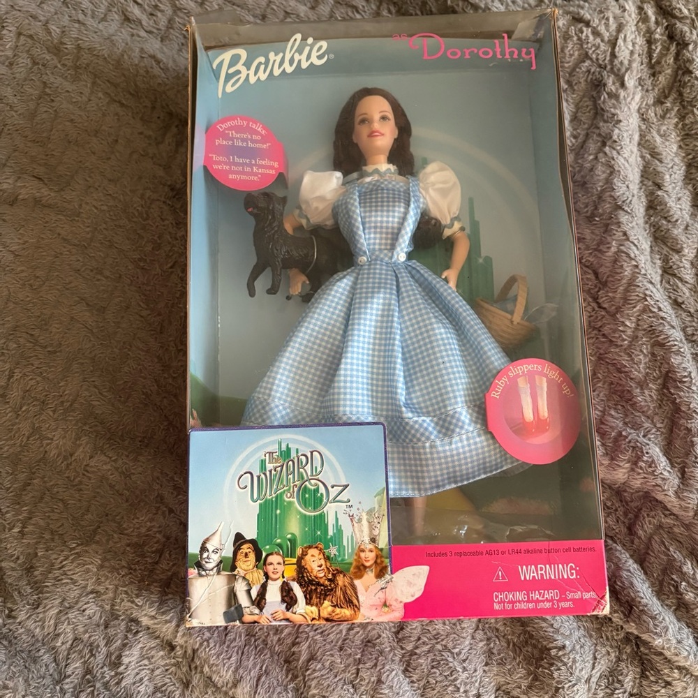 Barbie Dorothy Doll in Blue and White Dress and Toto!!